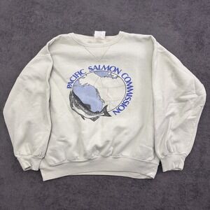 vintage 90s pacific salmon commission sweatshirt size large light sage green